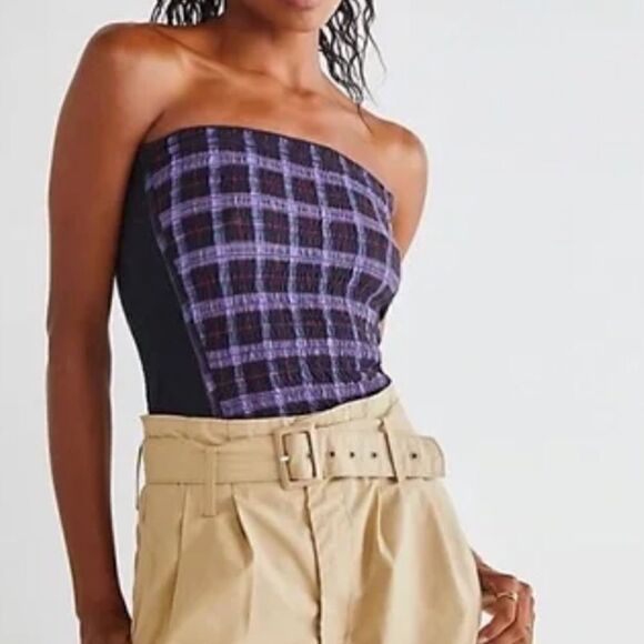 Free People Combo Black Purple In The Groove Tube Tank Top Size Medium - Picture 10 of 10